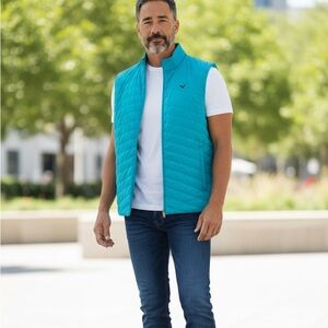 Callaway Men's Full Zip Quilted Golf Puffer Vest Scuba Blue L